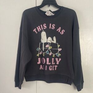 Peanuts Black Sweatshirt with Pink Accents